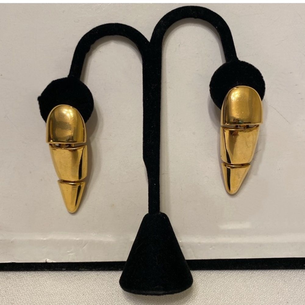 Vintage 1980’s Maxine Denker Gold Mod Earrings - Picture 8 of 11